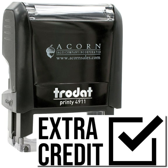 Self-Inking Extra Credit Stamp, Trodat Printy 4911, Press and Print Stamping, Impression Size 5/8" x 1-1/2", Up to 10,000 Impressions - Black Ink