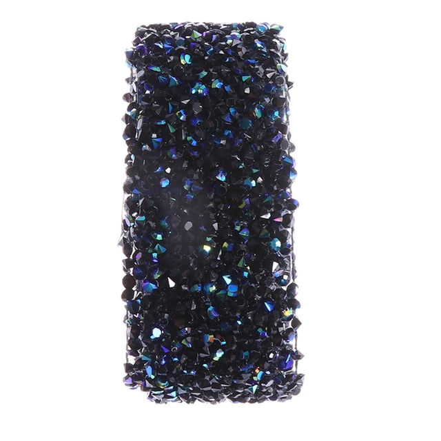 EeaseMX Cinturón adhesivo de malla con diamantes de imitación negros y azules para vestido de dama de honor, cadena decorativa de diamantes.