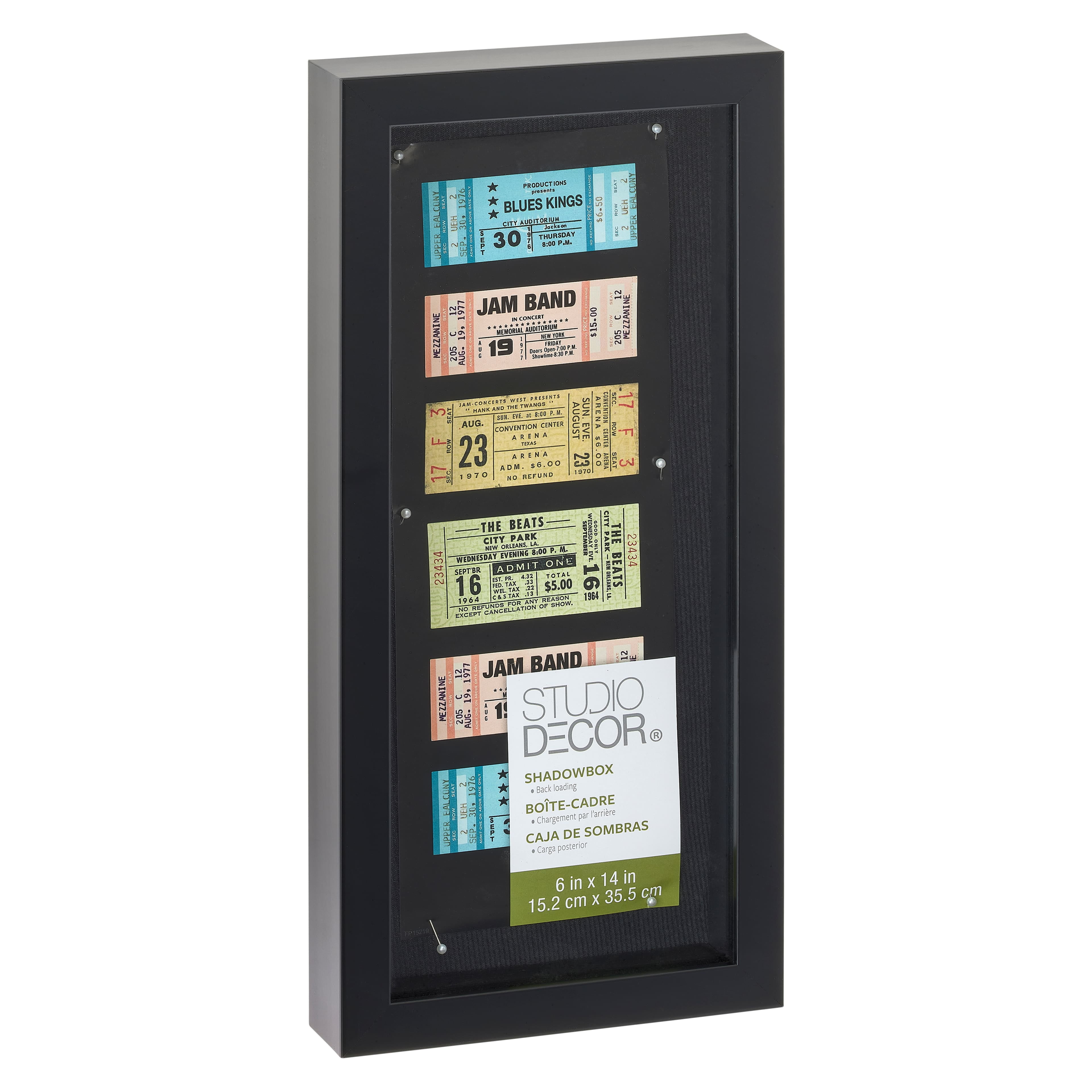 6” x 14” Black Panel Shadow Box by Studio Décor - Memory Box Display Case for Keepsakes - Mementos - Memorabilia - 1 Pack