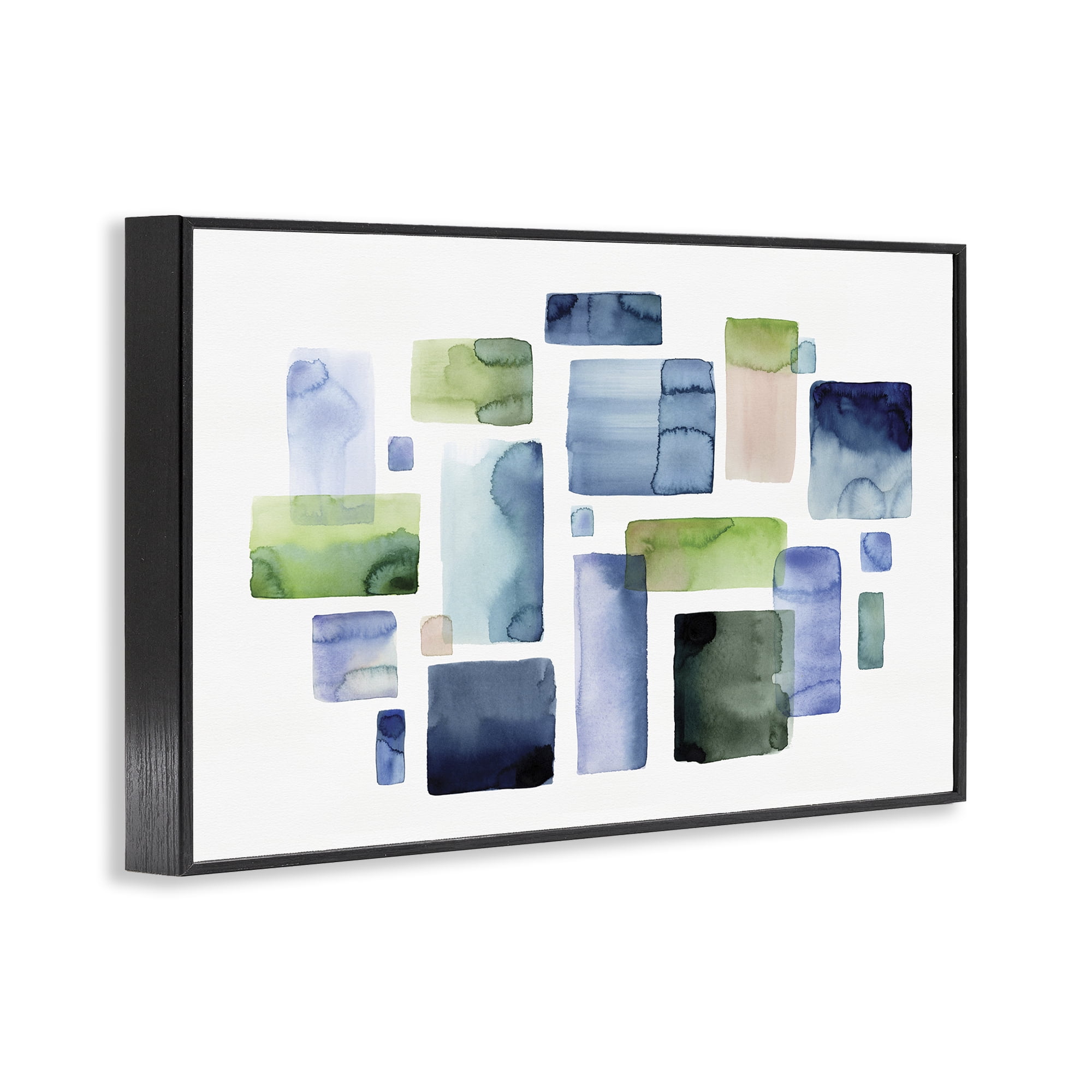 Stupell Industries Asymmetrical Watercolor Shapes Abstract Painting Black Framed Art Print Wall Art, 30 x 20