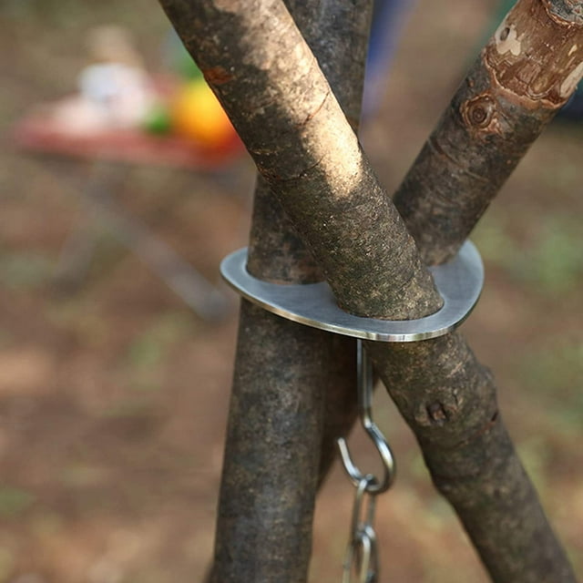 Camping Tripod Board Turn Branches into Campfire Tripod Stainless Steel Campfire Support Plate with Adjustable Chain for Hanging Cookware Perfect Camping Accessory Makes Outdoor Cooking Easier