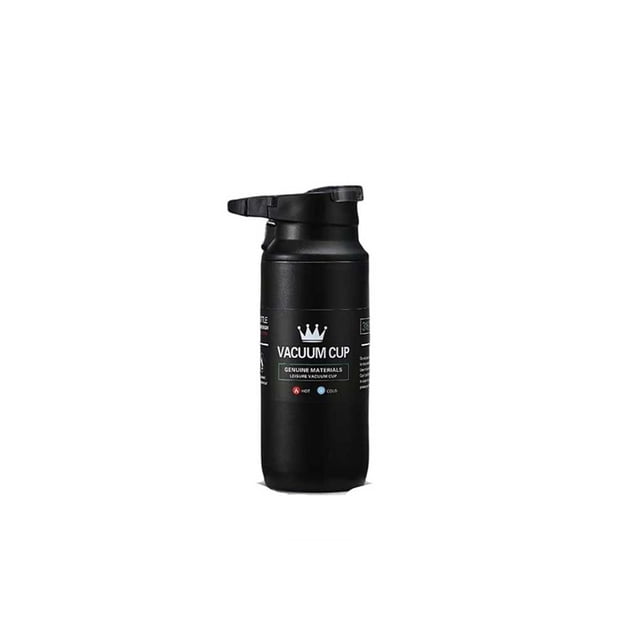 Cateissary Taza aislada de acero inoxidable, prensa manual, termo al vacío, portátil, para el hogar, oficina, Camping, senderismo, viaje, botella de agua, Teteras Negro 500ml Cateissary HA071932-02