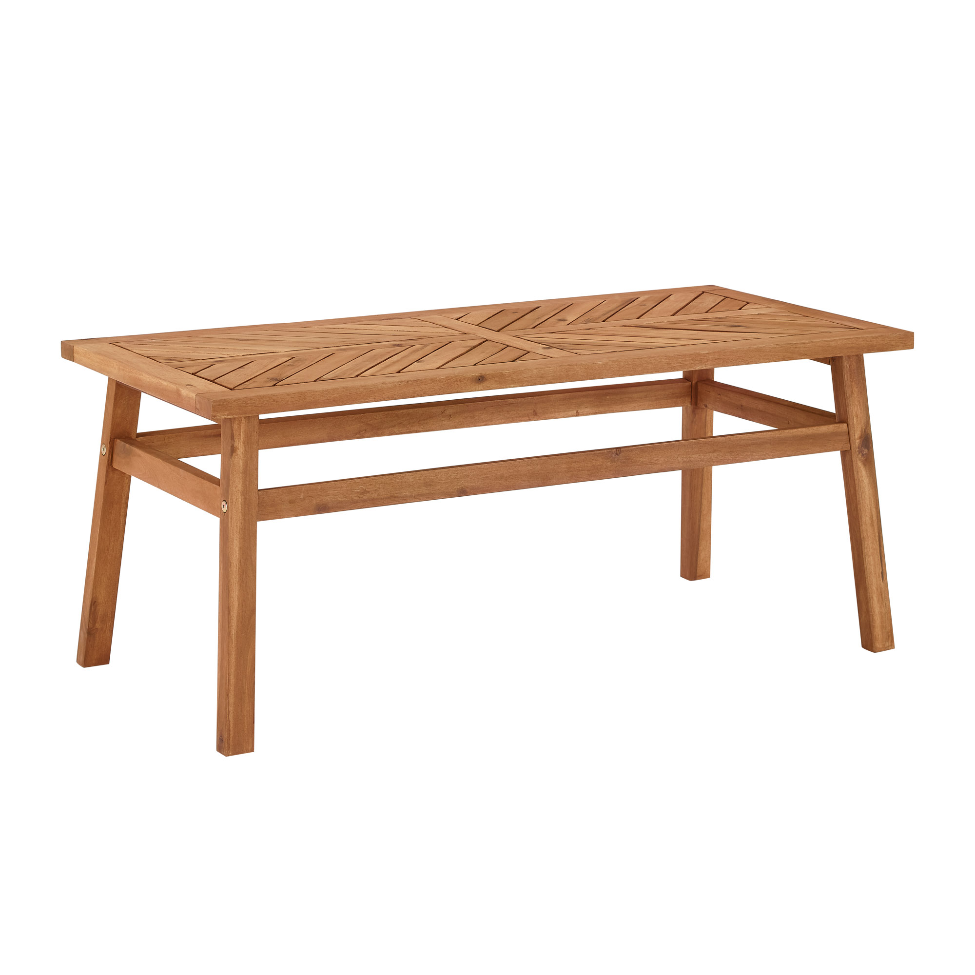 Walker Edison Wood Outdoor Coffee Table with Chevron Design, Brown - image 5 of 12