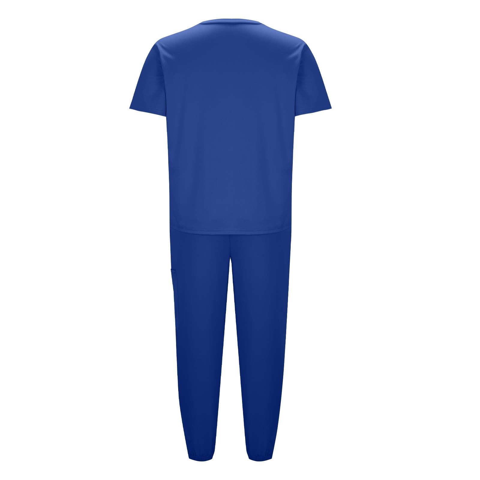 Womens Stretch V-Neck Jogger Scrubs Set Medical Nursing Tops with Pocket Pants