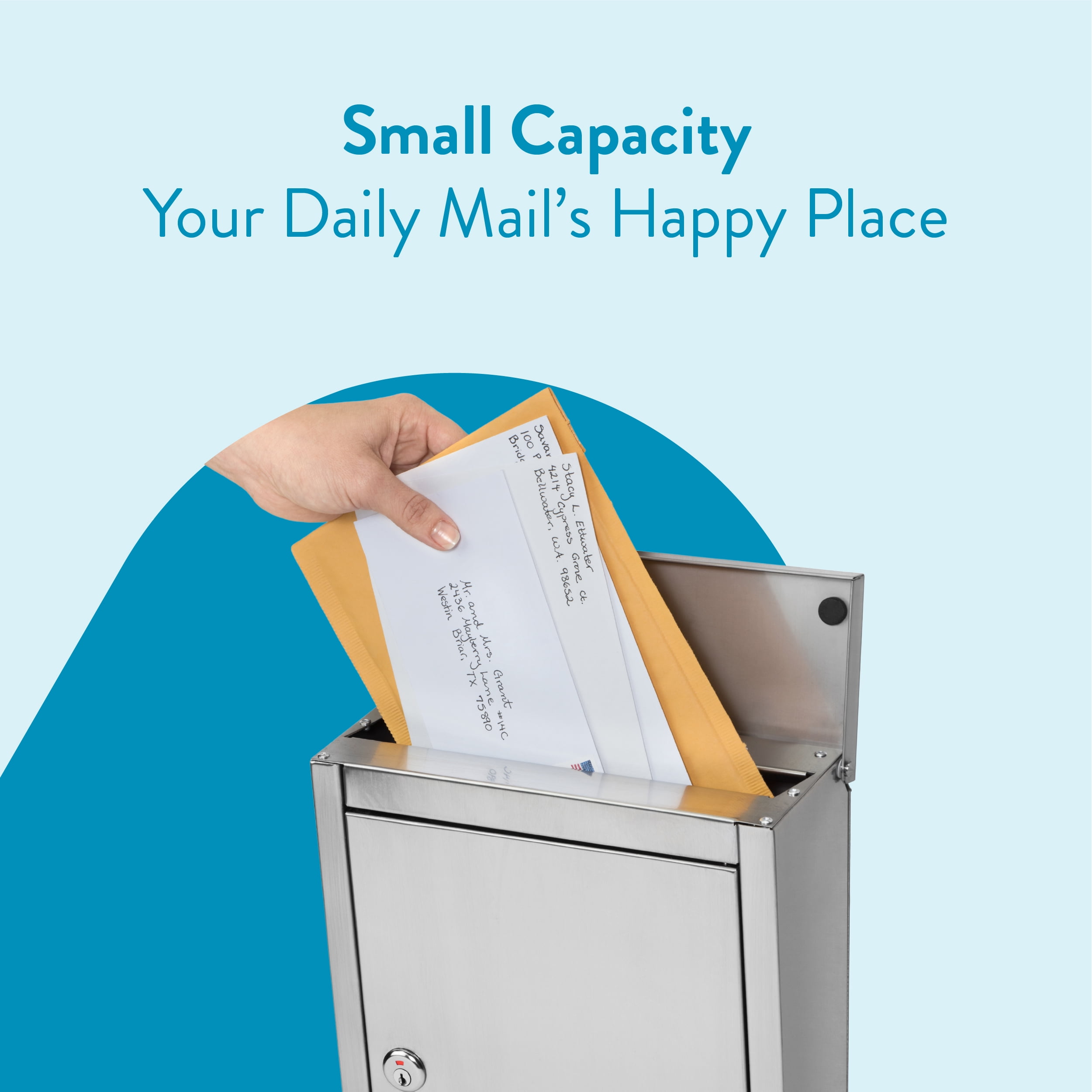 Architectural Mailboxes  Regent Locking Wall Mount Medium Mailbox - Stainless Steel