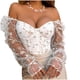thumbnail image 1 of Top de moda para mujer con bordado de malla de retazos, top de manga larga de corte bajo, top de poliéster para mujer, 1 of 7