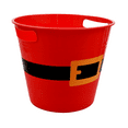 thumbnail image 2 of 8.32" Christmas Bucket, Plastic Santa Belt Buckets Red Round Tubs with Handles for Parties Storage Classroom Party Favors Crafts, Christmas Decorations, Pack of 4, 2 of 7