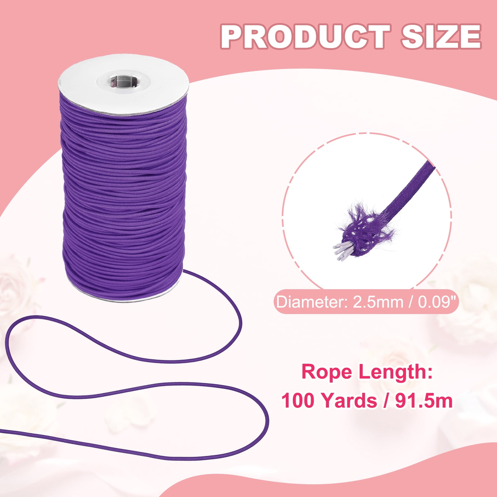 Uxcell Stretchy String for Bracelets, Elastic Crystal Thread Stretch Elastic Beading Cord 2.5mm & Dark Purple-Fitting For(Bracelets/Sewing/Beading/Necklace/Jewelry Making/Crafts DIY)