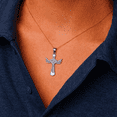 thumbnail image 5 of 14k White Solid Gold Winged Heart Cross Pendant / Necklace (20 Inches), 5 of 5