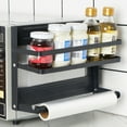 thumbnail image 4 of Hovmgk Folding Kitchen Refrigerator Magnetic Shelf, Wall Mounted Iron Storage Rack for Clingfilm, Seasoning Bottles, and Kitchen Organization, Adjustable Design, Space-Saving and Easy Installation, 4 of 6