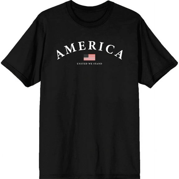Americana American Flag Men's Black Crew Neck Short Sleeve Tee-Medium