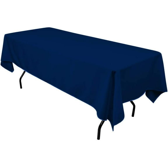 Valentina Textile Inc Premium Polyester Tablecloth - 60" x 108" Rectangle White Tablecloth for Wedding, Restaurant or Banquet(Navy)
