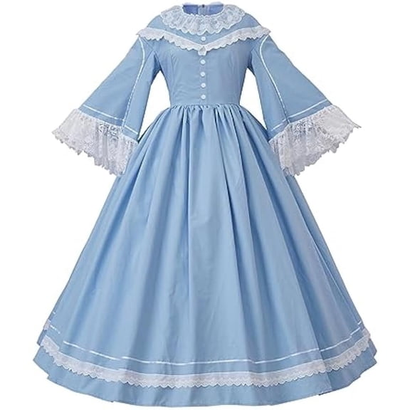 Victorian Civil War Dress Light Blue Southern Belle Dress Medieval Pioneer Dickens Dress Maiden Gown