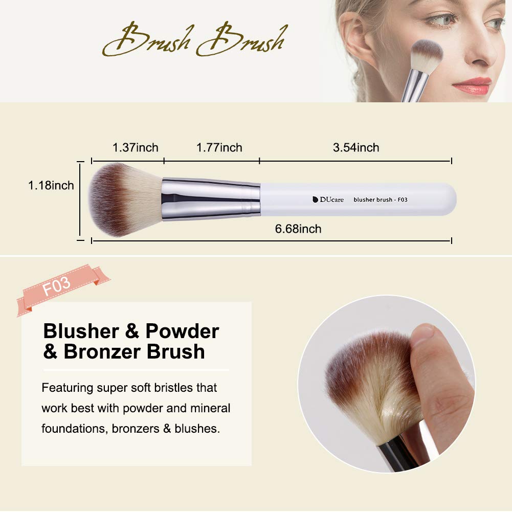 Ducare 3-Piece Makeup Brush Set with Kabuki Brushes, White photo 5