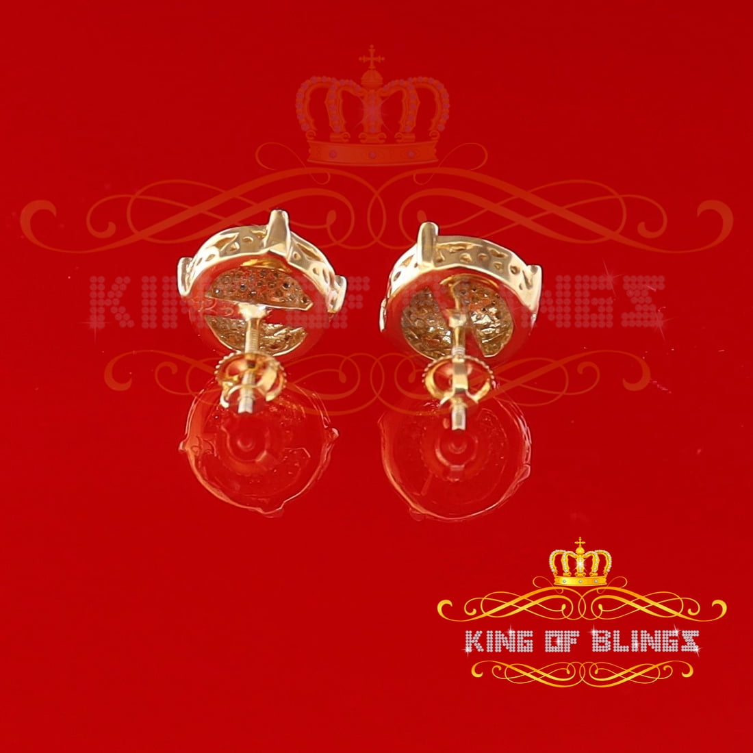 King of Bling's 0.25ct Diamond 925 Sterling Silver Yellow For Men's/Women's Stud Round Earrings