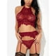thumbnail image 4 of CALM0 moda ropa interior conjunto transparente ropa de dormir Sexy lencería mujeres sujetador erótico liguero conjunto tangas Sexy encaje Babydoll/Multicolorpangjing, 4 of 4