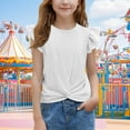 thumbnail image 2 of ADSSDQ Girl's Short Ruffle Sleeve Summer Shirts Top Tie Front Knot Tops Tee T Shirt for 7-8 Years White, 2 of 7
