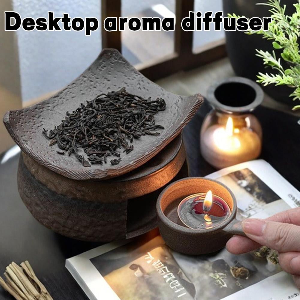 SharkTRUE Cedar and Zen Herb Burner,Ceramic Aromatherapy Stove Essential Oil Burner,Cedar and Zen Incense Burner Kit for Home Office, Tea Light Candle Holders Teapot Warmer for Meditation,Relaxation