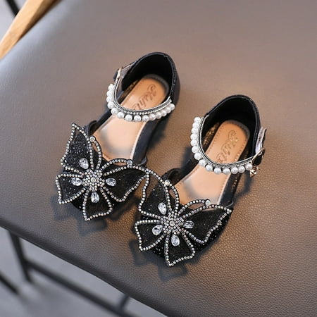 

ANXINDAXZ Summer Girls Sandals Fashion Sequins Rhinestone Bow Girls Princess Shoes Baby Girl Shoes Flat Heel Sandals Size 21-35