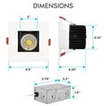 thumbnail image 4 of Luxrite 4 Inch Square LED Recessed Light, 15W, 5 CCT Tunable, 1100 Lumens, Dimmable, Wet Rated - White Black Trim 4-Pack, 4 of 7