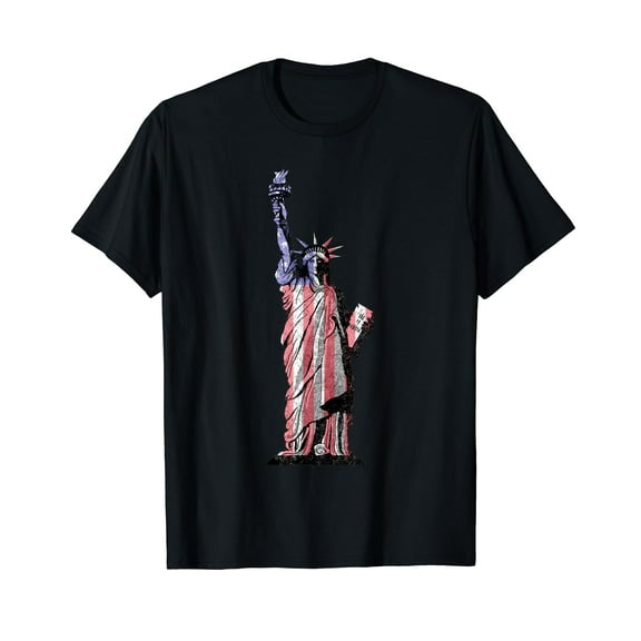 Patriotic Statue Of Liberty Black T-Shirt