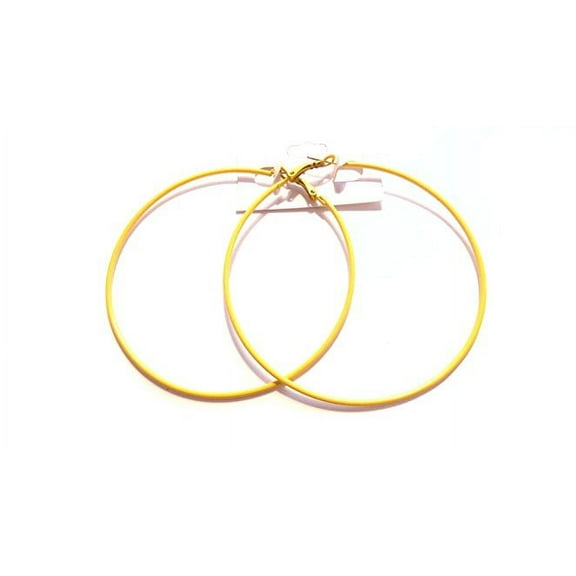 Yellow Hoop Earrings Classic Thin 3 inch Hoop Earrings