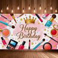 thumbnail image 6 of Cosmetics Themed Happy Birthday Banner Background Party Decoration Photography Prop Backdrop Birthday Celebration Party Supplies, 6 of 6