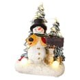 thumbnail image 1 of Adorno musical en miniatura iluminado navideño, estatuilla de resina, exhibidores navideños para decoración de bodas, hogar o jardín, delicado Muñeco de nieve, 1 of 8