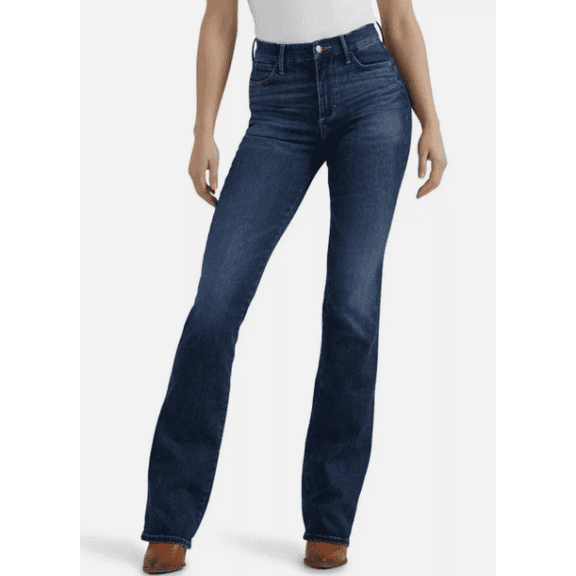 Wrangler Women's High-Rise Bootcut Stretch Jeans, Dark Blue, Size 16