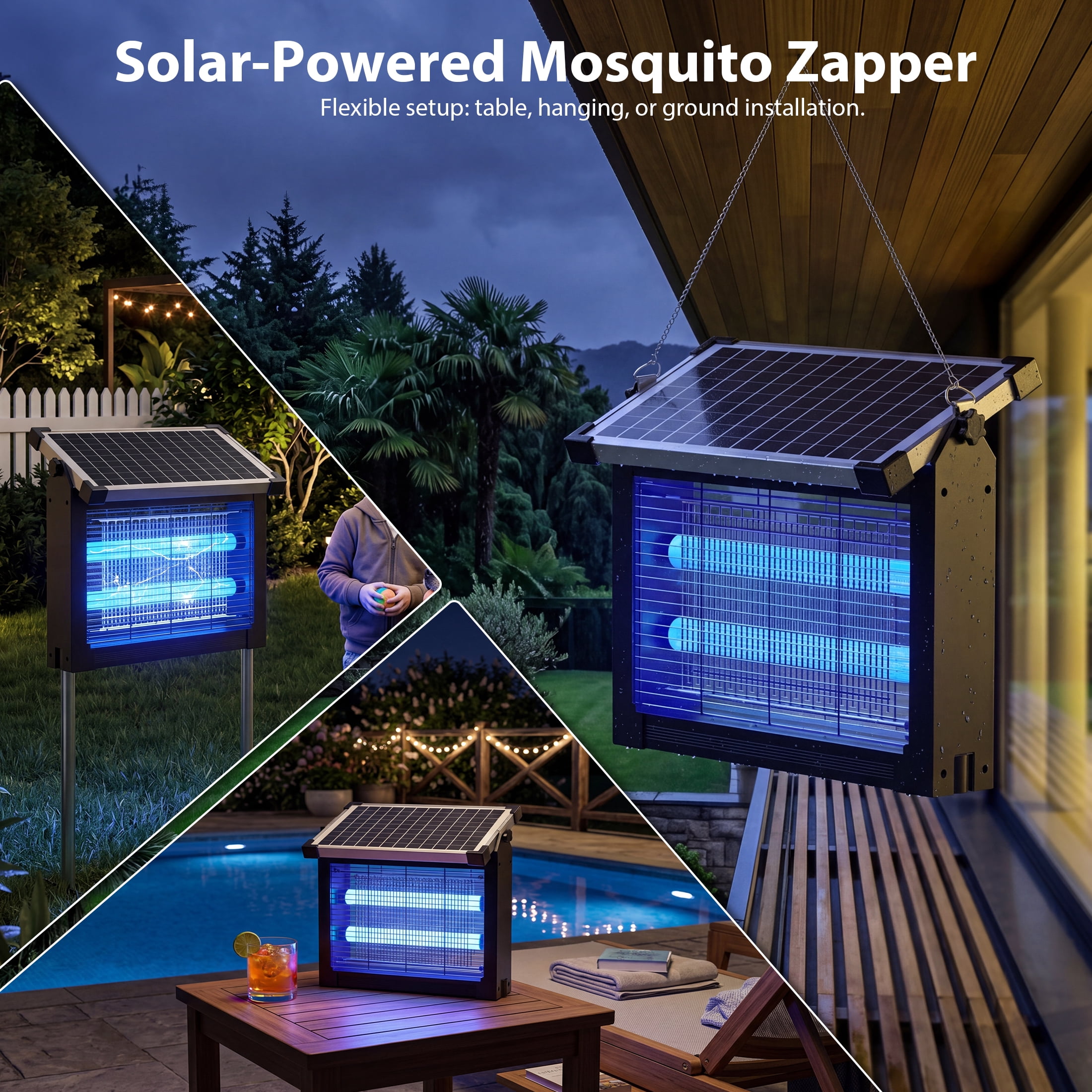 Aukfa Bug Zapper Outdoor, 1 Acre Rechargeable Mosquito & Fly Zapper, IPX8