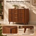thumbnail image 5 of PORKISS Fluted 3 Drawer Dresser for Bedroom, 31.6" Mid Century Chest of Drawers with Curved Fronts, Wood Small Dresser with Metal Handles & Storage for Hallway Living Room Entryway, Walnut A, 5 of 7