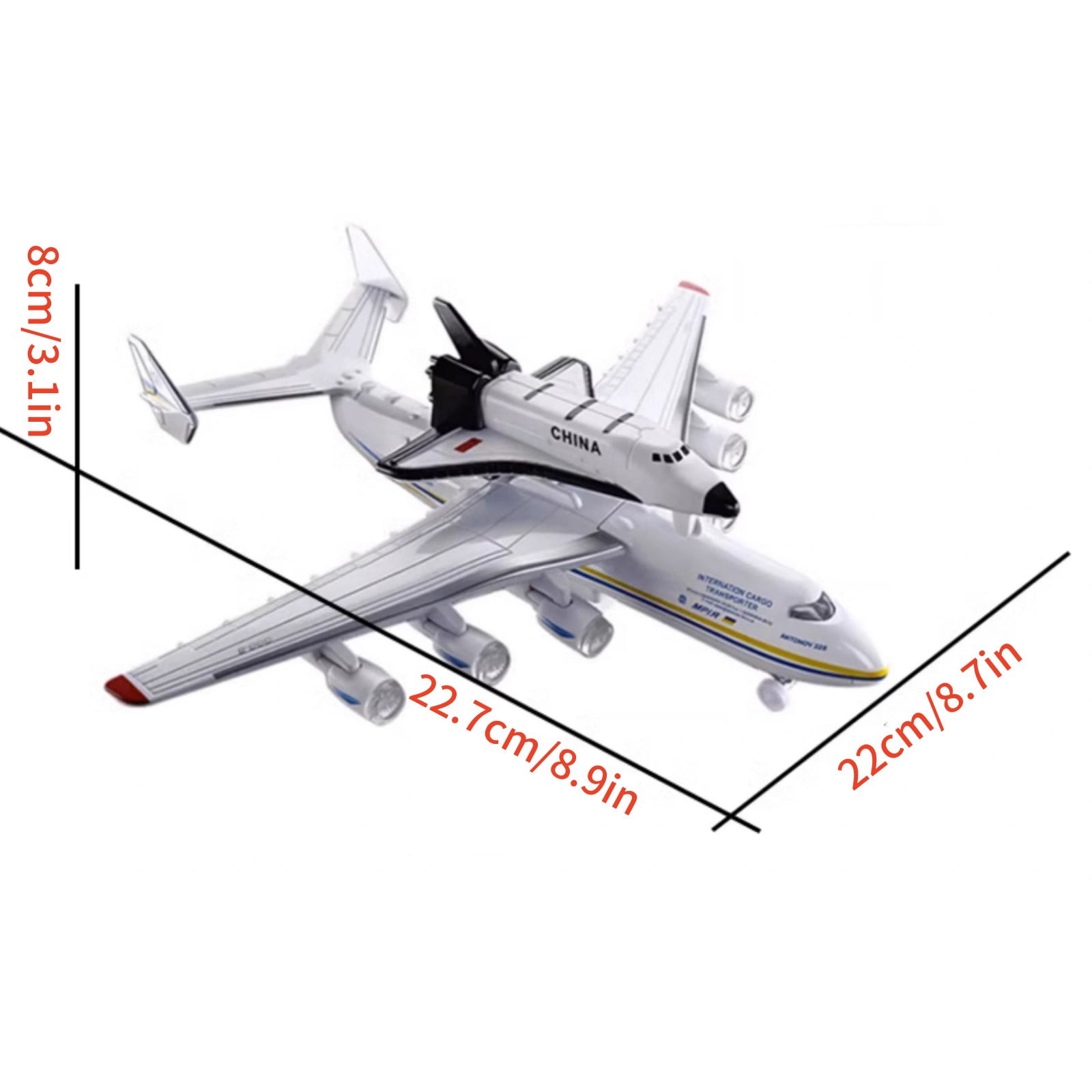 NATEFEMIN An-225 Mriya Plane Model with Buran Orbiter 1/400 Scale Diecast Display with Sound Light For Collectors