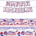 thumbnail image 1 of 146 piezas de suministros para la fiesta del 4 de julio, juego de vajilla para el Día de la Independencia, incluye mantel, platos, servilletas, cuchillos, cucharas, pajitas, utensilios de fiesta patri, 1 of 8