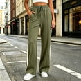 thumbnail image 2 of Hurxie Wide Leg Sweatpants Women High Waisted Baggy Sweat Pants Elastic Elevated Seams Loose Active Pants with Pockets Army Green,M, 2 of 6