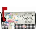 thumbnail image 4 of Floral Buffalo Plaid Mailbox Cover Spring Summer Flower Butterfly Magnetic Standard Size 25.5'''' x 21'''' Farmhouse Rustic Sweet Home Welcome Mail Box Garden Yard Decor for Outdoor, 4 of 6