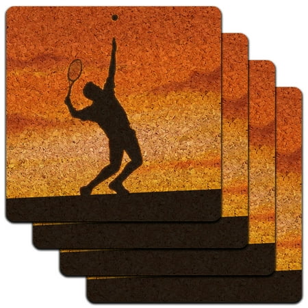 Tennis Coaster - Tennis Sunset Sport Low Profile Cork Coaster Set