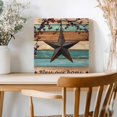 thumbnail image 2 of Framed Canvas Wall Art for Living Room Barn Star Berry Wall Decor, Retro Teal Green Wood Grain Aesthetic Paintings for Bedroom Office Kitchen Bathroom, Ready to Hang Artwork Wall Pictures 8x8 Inch, 2 of 9