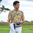 thumbnail image 6 of Balery Lavender Flowers Printed Men’s Short Sleeve Polo Shirt, Midweight Men's Shirt,Golf Polo shirts -3X-Large, 6 of 9