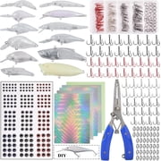 Unpainted Fishing Lure Making Kit DIY Crankbaits Blank Minnow Hard Lures Set, 280pcs Making Fishing Lures Bodies Set Fishing Acceess, DIY Fishing Tackle Kit