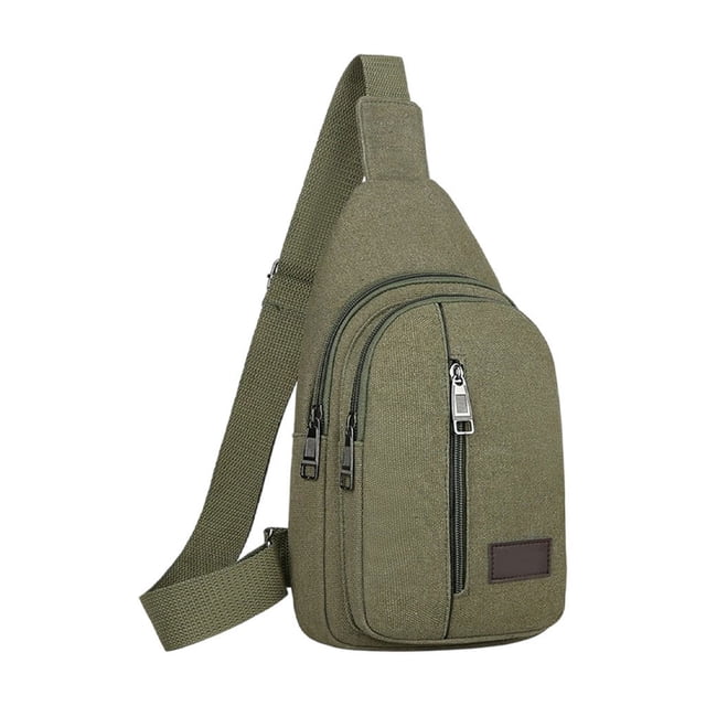 SLYNSHome Canvas Chest Bag for Men Large Capacity Multipurpose Crossbody Bag Adjustable Strap Durable Outdoor Hiking Travel - Green