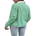 thumbnail image 5 of Women‘s Long Sleeve Cable Knit Sweater Open Front Cardigan Button Loose Outerwear Wheat Yellow S, 5 of 5