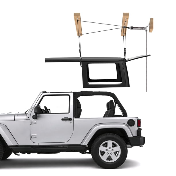 Elevador VEVOR para quitar techos rígidos, 100 kg, elevador de techo para Jeep con sistema anticaída, fácil de usar por una sola persona, soporta techos de 20 a 40 cm, para Jeep Wrangler JK JL