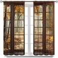 thumbnail image 5 of Autumn Blackout Curtains, Autumn Forest Landscape Forest Tree Curtains Rod Pocket Window Drapes Home Decorative Kitchen Bedroom Living Room 21x63in,2 Panel Set, 5 of 6