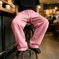 thumbnail image 5 of Resicozy Baggy Sweatpants Men Wide Leg Drawstring Waist Loose Sweatpants with Pockets Pink 2XL, 5 of 8