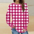 thumbnail image 2 of Ashirexll Crewneck Sweatshirts Women, Fall Sweatshirts for Women, Ladies' Casual Long Sleeve Round Neck Plaid Sweatshirts Tops, 2 of 5
