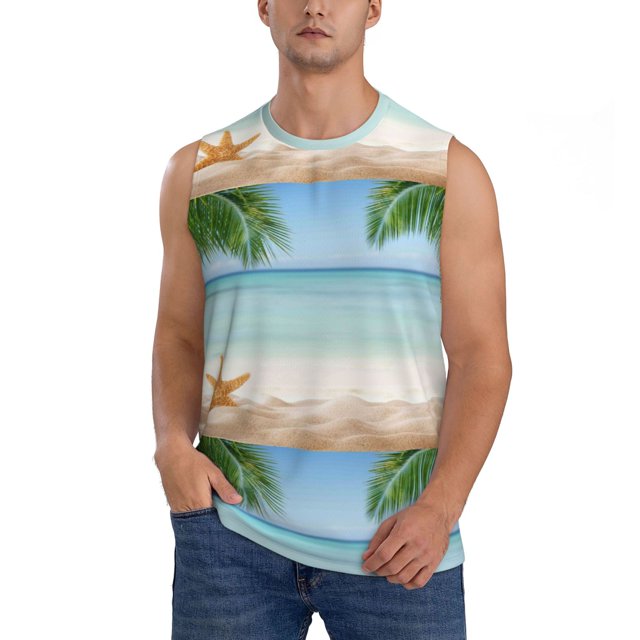 Balery Starfish in Beach Camisetas sin mangas para hombre, absorbe la humedad y protege contra el mal olor.-XX-Large