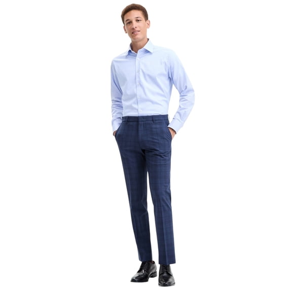 Tommy Hilfiger Mens Modern fit Dress Pants 40 / 32 Navy Blue Plaid Stretch
