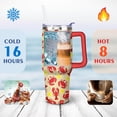 thumbnail image 4 of 40oz Colorful Red Crab Stainless Steel Flip Straw Tumbler Spill Proof Travel Cup Double Wall Vacuum Insulated Coffee Mug with Top Handle, 4 of 6