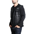 thumbnail image 7 of Victorious Men's Hoodie Layered Distressed Denim Jacket with Removable Hood DK109 - Black - 3X-Large, 7 of 7
