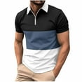 thumbnail image 2 of YHAJDS Zip Polo Shirt Men Casual Color Block Short Sleeve Collared Summer Top, 2 of 3